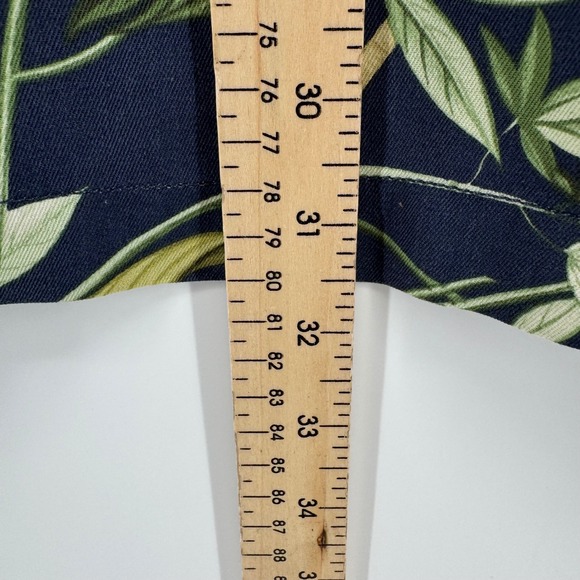 Tommy Bahama Silk Shirt Mens Large Navy Blue Tropical Palm Leaf Camp Button Down - Picture 8 of 8